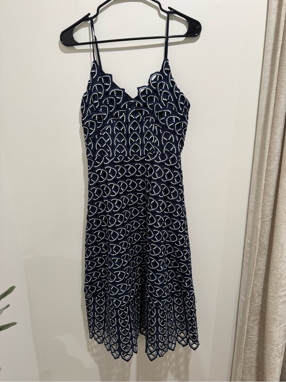 Gianni Bini Navy Embroidered Lace Fit & Flare Dress Size‎ 4